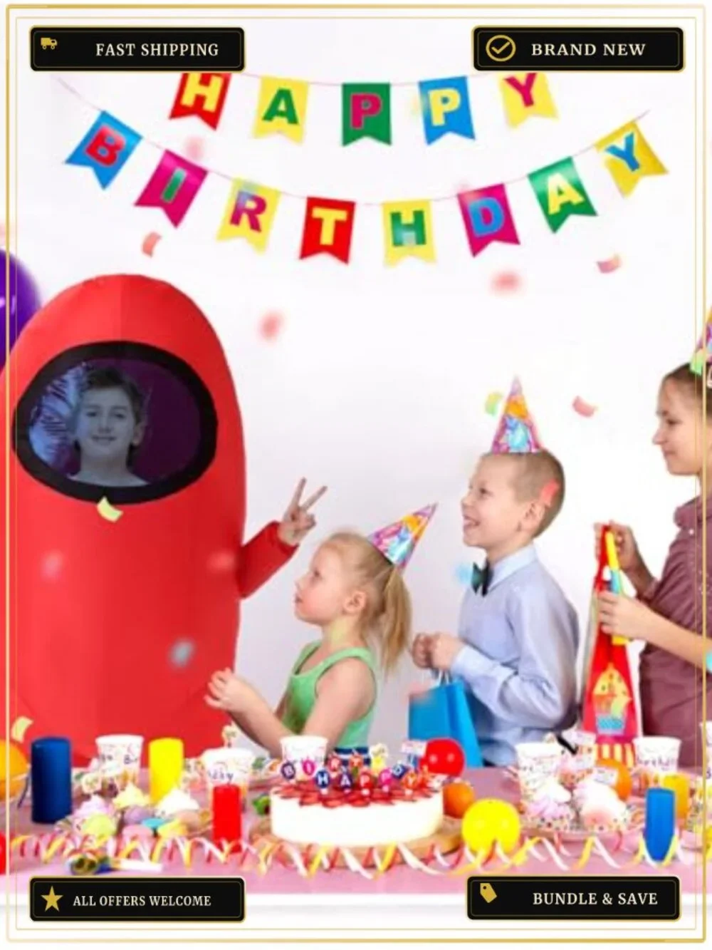 Kids Inflatable Astronaut Costume Halloween Blow Up Space Suit Cosplay